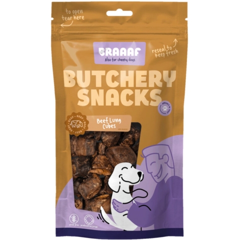 10x Braaaf Butchery Beef Lung Cubes Hondensnack 85 gr