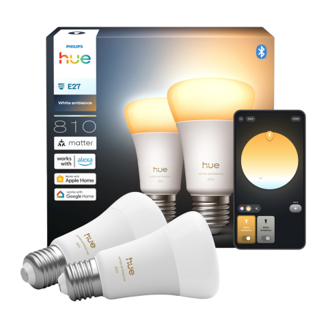 Philips Hue Led A60 Warm Tot Koelwit Licht E27 Fitting 2-pack Slimme Ledlamp Wit