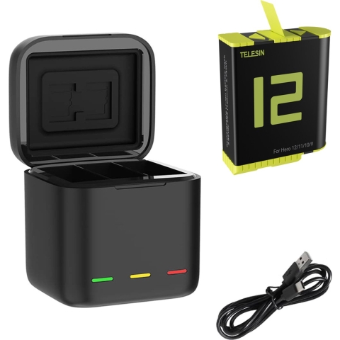 Telesin Triple Battery Charger Box + 1 accu GoPro 9/10/11/12