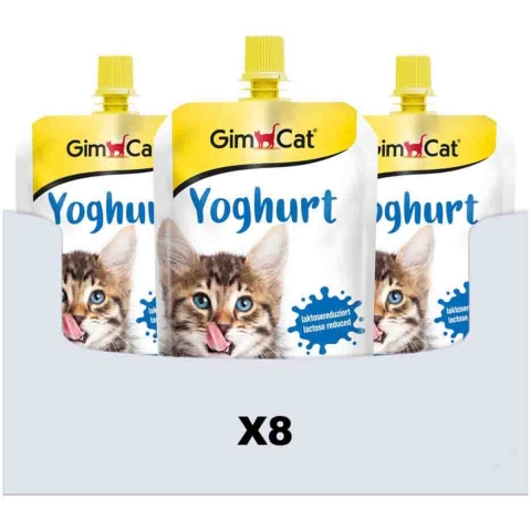 8x GimCat Yoghurt Pouch voor Katten 150 gr