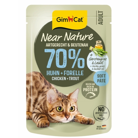 16x GimCat Kattenvoer Near Nature Kip&Forel 85 gr