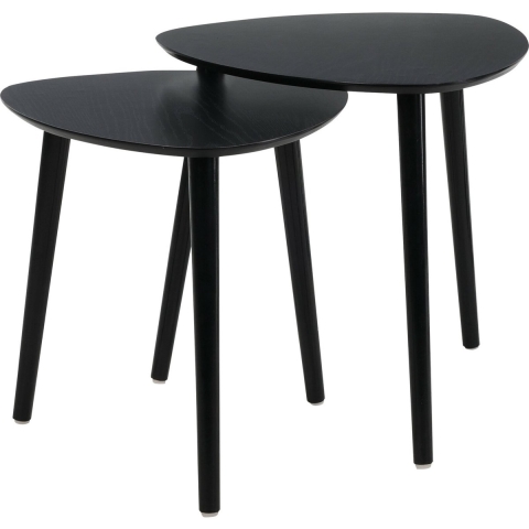 Bijzettafeltjes set 2x stuks Ancona - zwart - D40 x H41 cm/D45 x H45 cm - dennenhout -