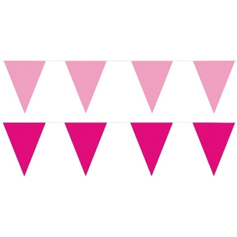 Roze/Lichtroze feest punt vlaggetjes pakket 200 meter -
