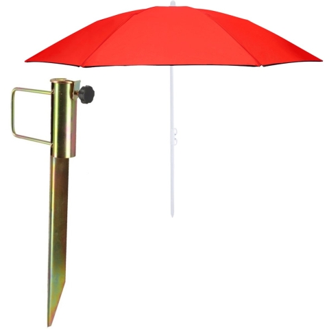 Strand/tuin parasol - met metalen grondharing 45 cm - rood - polyester - D160 cm - verstelbaar -