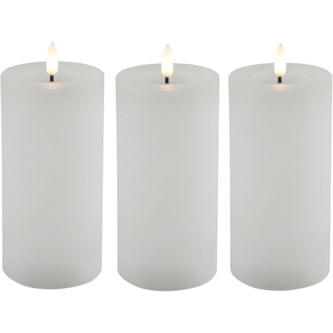 Countryfield LED kaars/stompkaars - 3x - wit - D7,5 x H15 cm - timer -