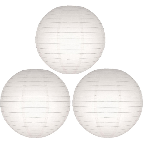 Luxe witte bol lampionnen - Set van 30x stuks - dia 25 cm - Bruiloft, verjaardag, party feestartikel -