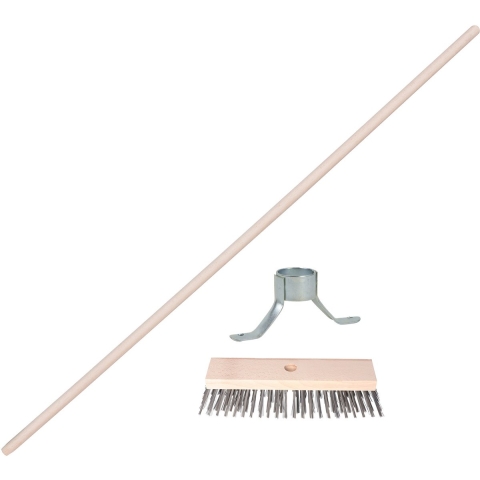 Sorex Staaldraad bezem - kop 30 cm - steel 130 cm - met stokhouder - onkruid bezem - buiten -