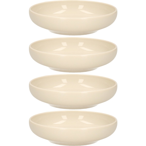 Kommetje/schaaltje - 8x - Dessert/ontbijt - Kunststof - D16 cm - beige -