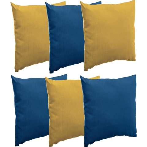 Bank/sier/tuin kussens voor binnen/buiten set 6x stuks geel/blauw 40 x 40 cm -