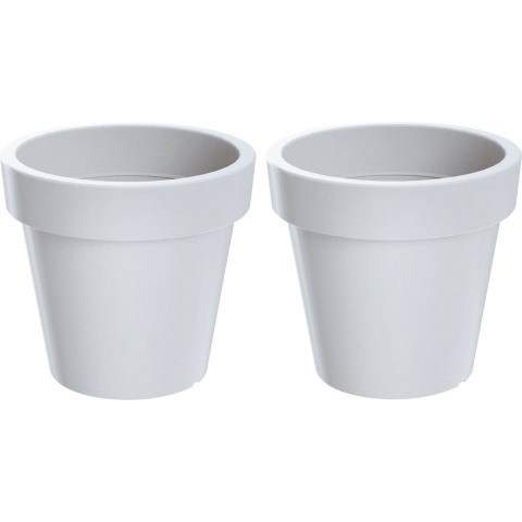 Bloempot/plantenpot voor binnen en buiten - Set van 2x stuks - D60 x H52 cm - wit - kunststof -