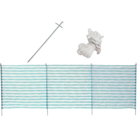 Strand/camping windscherm met 6x grondpennen en 4x Scheerlijnen -