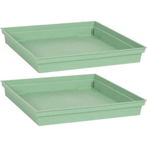 2x stuks bloempot kunststof onderschalen Toscane groen vierkant L33 x B33 x H5 cm -