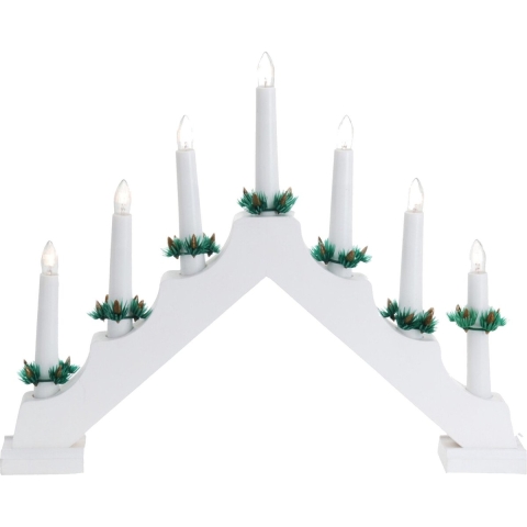 LED Kaarsenbrug met 7 LEDs Wit/Hout