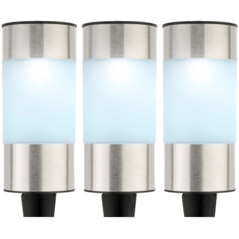 Set van 18x stuks solar tuinlamp/prikspot cilinder op zonne-energie 14 cm -