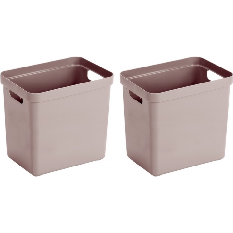 Sunware Opbergbox Sigma - 4x - kunststof - roze - 25 liter - Opbergbakken/opbergers -