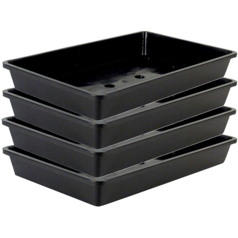 Nature Kweekbak - 4x - voor zaailingen - zwart - kunststof - 55 x 31 x 7,5 cm - zaaibak -