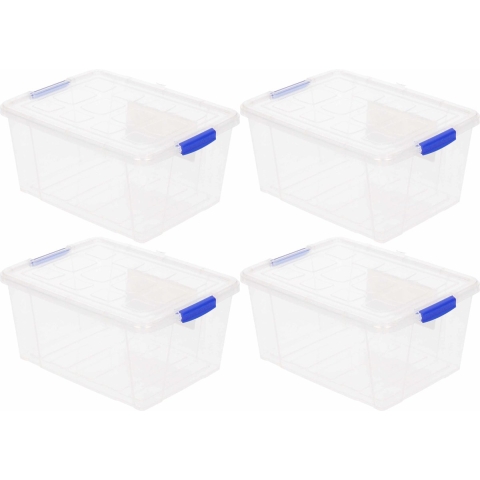8x Opslagbakken/organizers met deksel 16 liter 40 cm transparant -