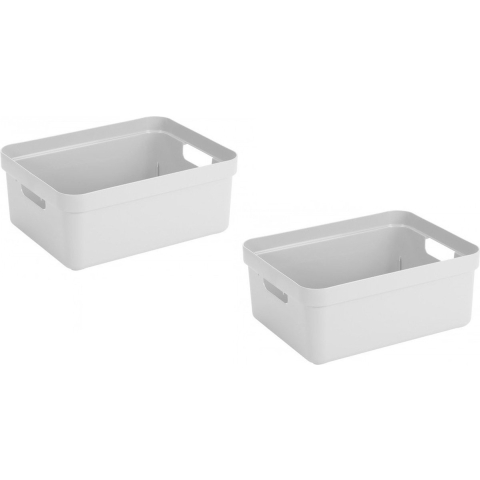 Sunware Opbergbox Sigma - 5x - kunststof - wit - 24 liter - Opbergbakken/opbergers -