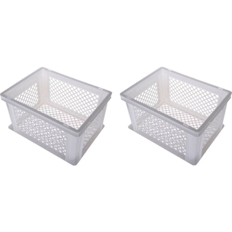 4x stuks witte kunststof fietskratten/opbergmanden 40 x 30 x 22 cm -