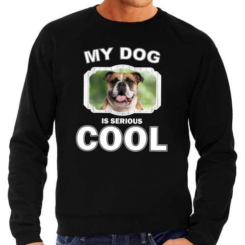 Britse bulldog honden sweater / trui my dog is serious cool zwart voor heren XL -