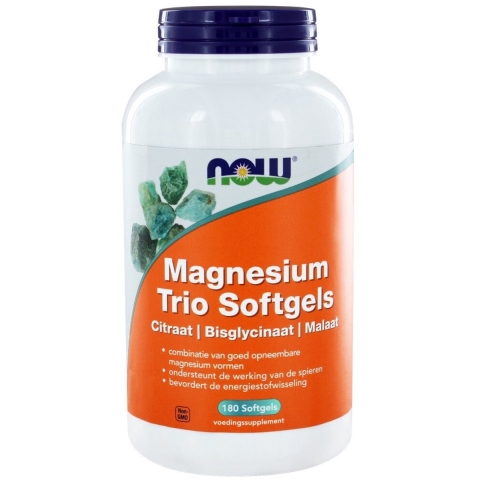Gratis Verzending: 2x NOW Magnesium Trio 180 softgels