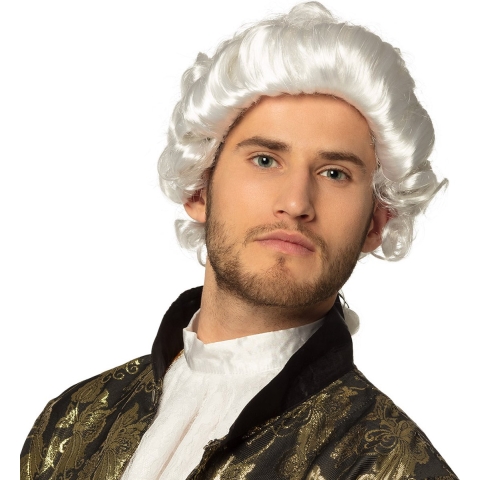 Boland party heren pruik - lakei/middeleeuwen/barok/edelman - wit - carnaval -