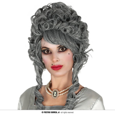 Markiezin verkleed pruik - grijs - voor dames - Halloween/horror verkleedaccessoires -