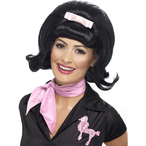 Tracy Turnblad jaren 50 pruik - zwart - beehive kapsel - musical karakters -