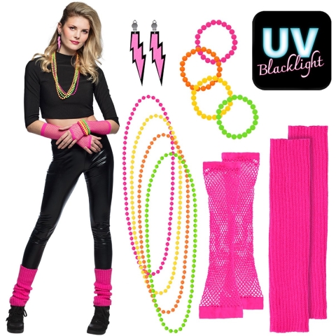 Foute 80s/90s party verkleed accessoire set - 5-delig - jaren 80/90 thema feestje -