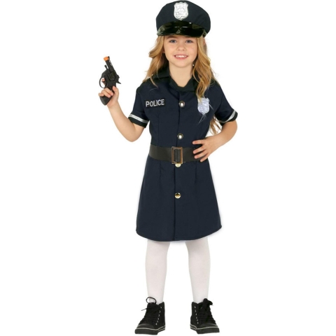 Politie agente verkleed set - 3-delig - voor meisjes - carnaval kostuums 10-12 jaar (140-152) -