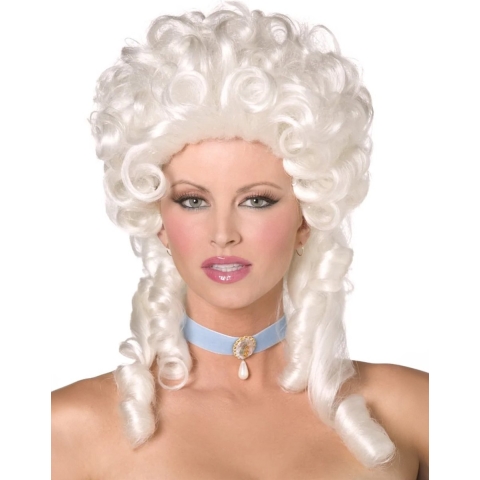 Witte hoge dames carnaval verkleed pruik - Baroque/middeleeuwen -