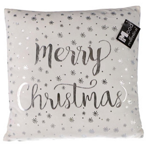 In the Mood Collection Merry Christmas Kussen Wit 40x40x10 cm