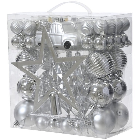 Decoris Kerstboom Decoratie 67-delig Zilver