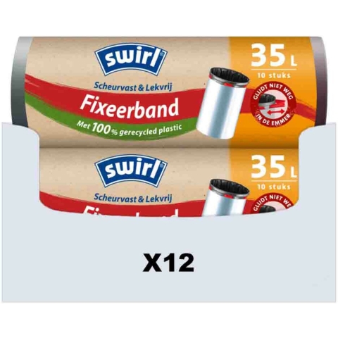 12x Swirl Pedaalemmerzakken met Fixeerband 35 liter 10 stuks