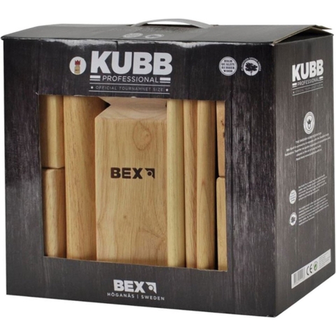Bex Kubb Pro Original - Vang- en werpspel - 1 koning 10 torens 6 werpstokken 4 hoekstokken - Hout