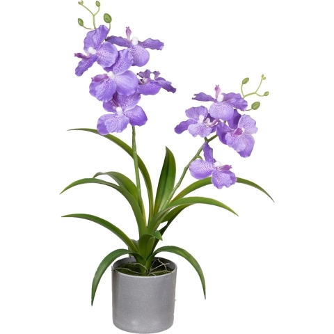 Orchidee bloemen kunstplant in bloempot - paars bloemen - H38 cm -