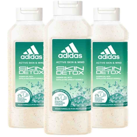 3x Adidas Shower Gel Active Skin&Mind Skin Detox W 400 ml