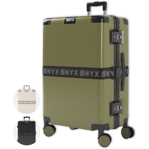 ONYX Check-in Koffer 65L - Hardcase - TSA slot - 360° spinner wielen - Olive groen