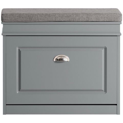 SoBuy FSR82-K-HG - Schoenenbank met Klep en Zitkussen - Grijs 61x24x51 cm