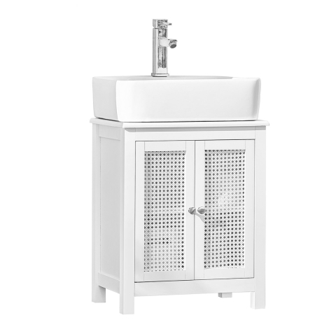 SoBuy BZR35-W - Wastafelonderkast - Roosterlook - Wit