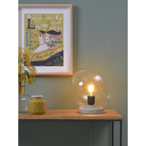 it's about RoMi Warsaw - Tafellamp - Cementen voet - Glazen bol 32 cm