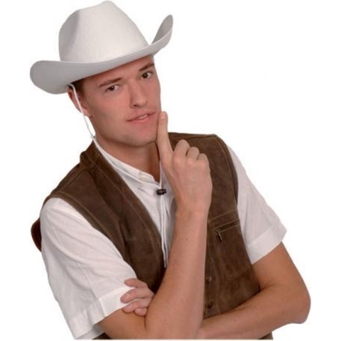4x stuks witte verkleed cowboyhoed vilt -