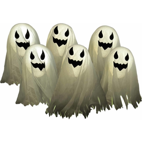 Halloween LED 6x verlichte spoken - voor buiten in de tuin - op batterijen - 160 x 43 cm -