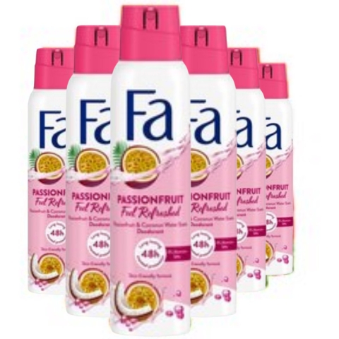 6x Fa Deodorant Spray Passion Fruit 150 ml