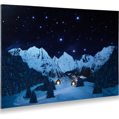 Achtergrond canvas berglandschap nacht 76x56 cm - My village