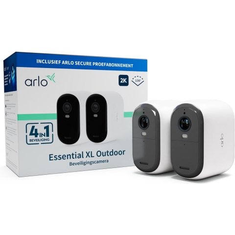 ARLO ESSENTIAL2 XL 2K OUTDOOR CAMERA 2-PACK VMC3252-100EUS IP-Bewakingscameraset WiFi Met 2 cameras 2688 x 1520 Pixel