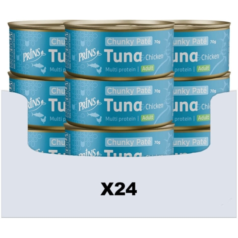 24x Prins Chunky Paté Kattenvoer Nat Tonijn&Kip 70 gr
