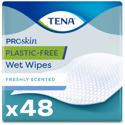 3x TENA Proskin Wet Wipes Plastic Free 32 x 20 cm 48 stuks