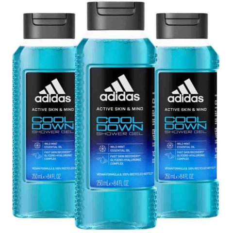 3x Adidas Shower Gel Active Skin&Mind Cool Down 250 ml