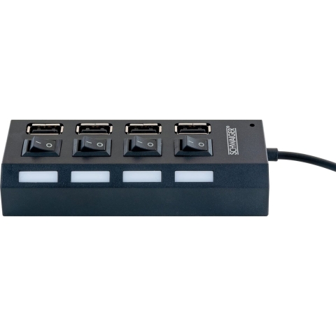 Schwaiger UH4013 USB 2.0-hub 4 poorten Zwart